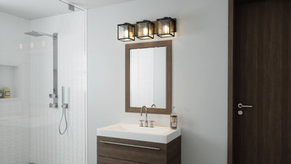 3 Light Bathroom Vanity Light, Matte Black