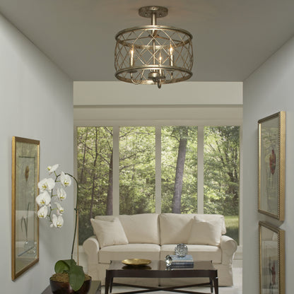 Quoizel Dury Semi-Flush Mount, Century Silver Leaf