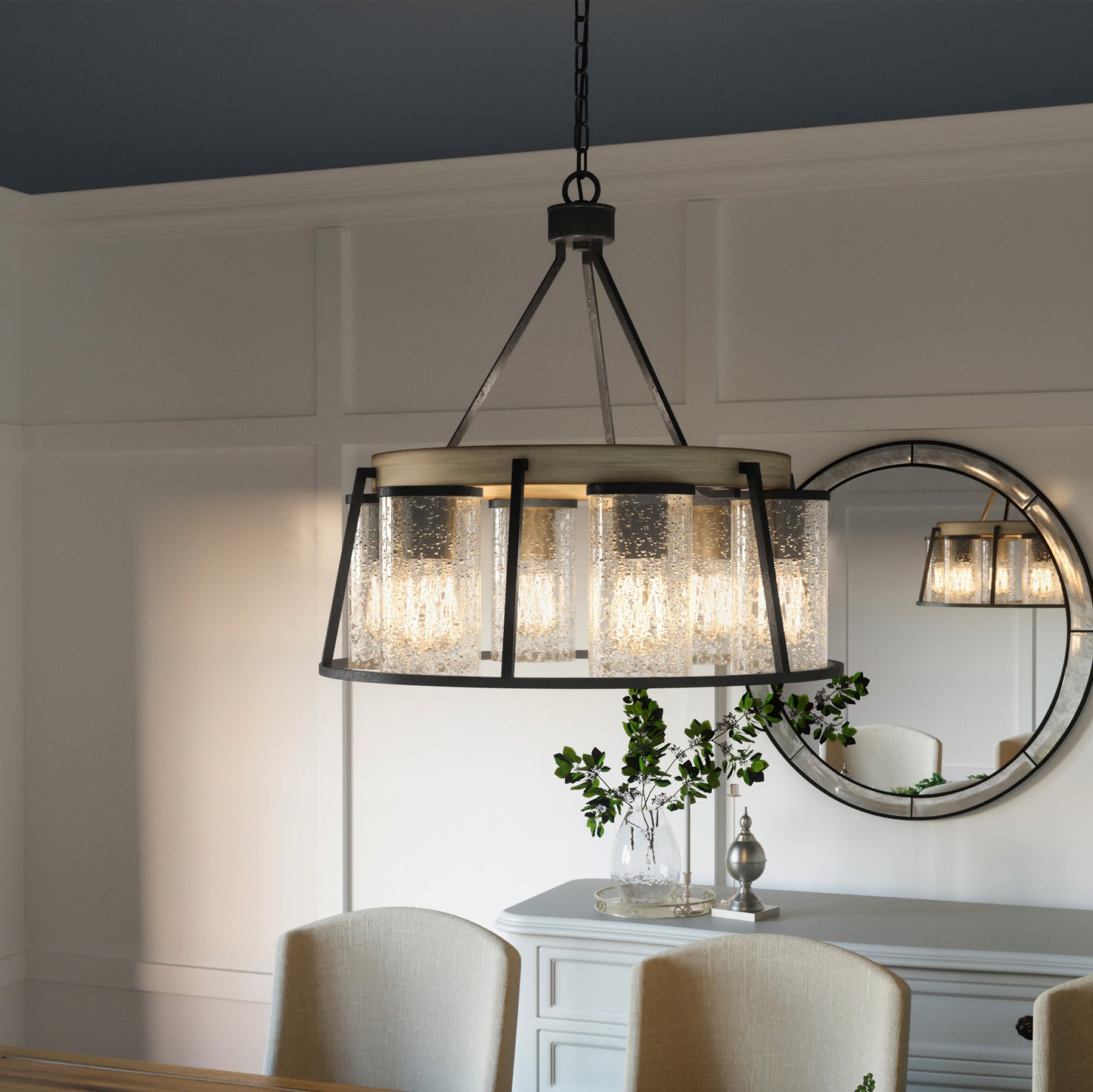 Quoizel Brockton 6 Light Chandelier, Grey Ash