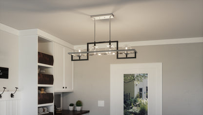 Quoizel Kane 4 Light Linear Chandelier, Earth Black