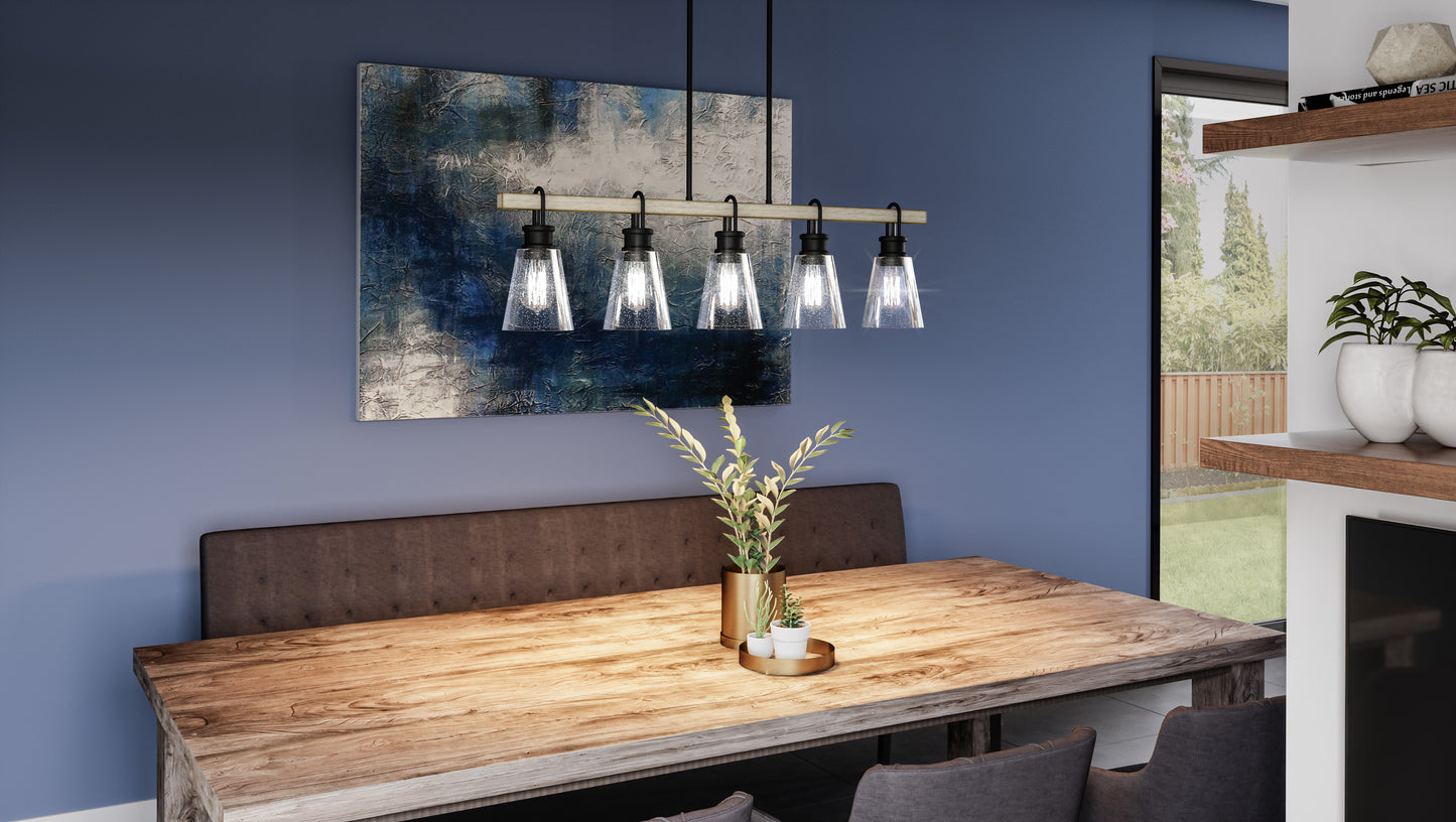 Quoizel Kingsbridge 5 Light Chandelier Light, Earth Black/Seeded