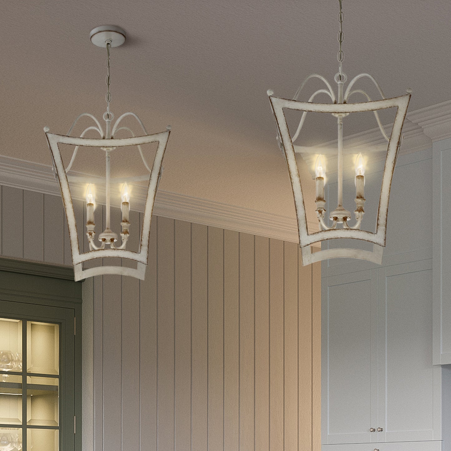 4 Light Foyer, Antique White