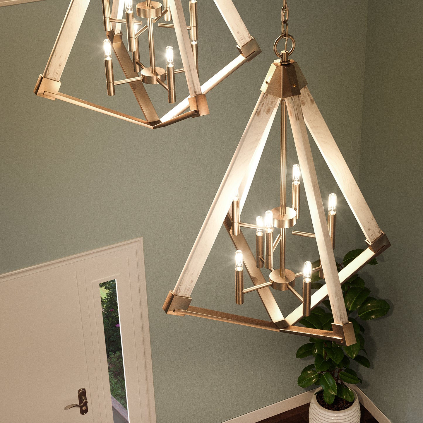 Quoizel 8 Light View Point Foyer Piece, Weathered Brass