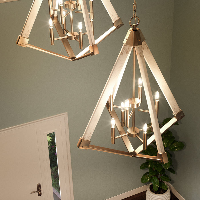 Quoizel 8 Light View Point Foyer Piece, Weathered Brass
