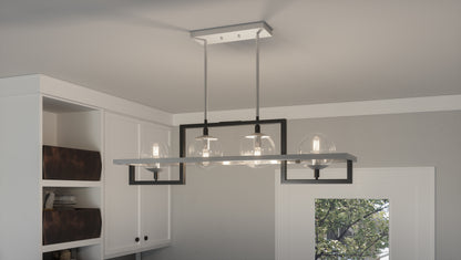 Quoizel Kane 4 Light Linear Chandelier, Earth Black