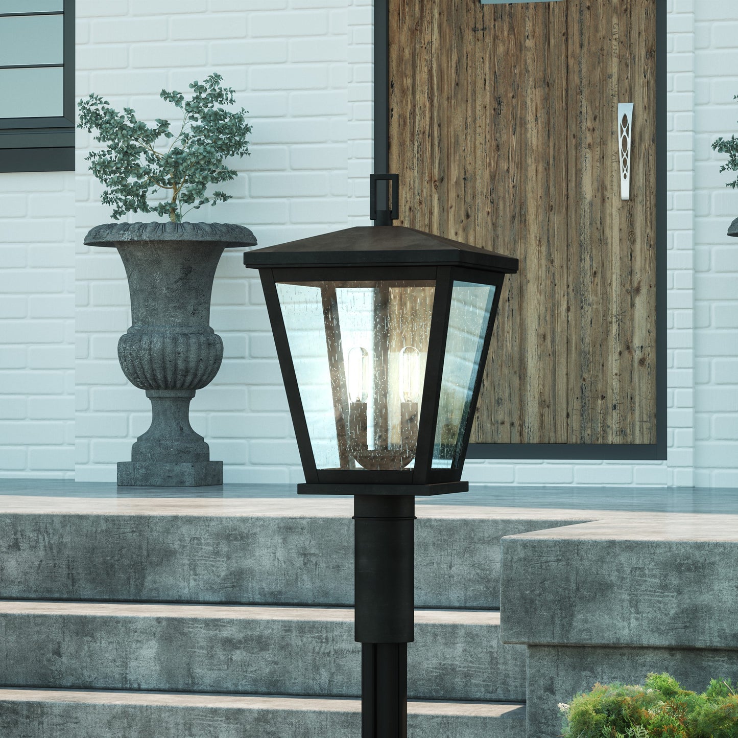 Quoizel Joffrey 2 Light Outdoor Post Lantern, Matte Black