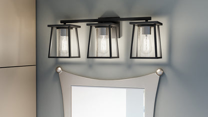 3 Light Bathroom Vanity Light, Matte Black