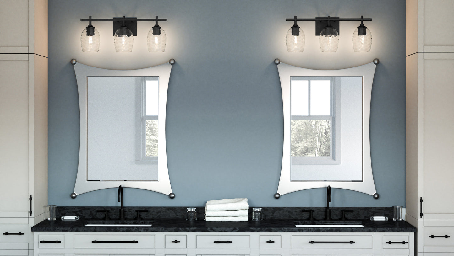 3 Light Bathroom Vanity Light, Matte Black