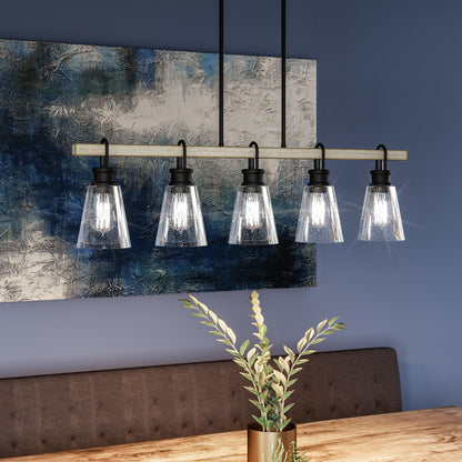 Quoizel Kingsbridge 5 Light Chandelier Light, Earth Black/Seeded