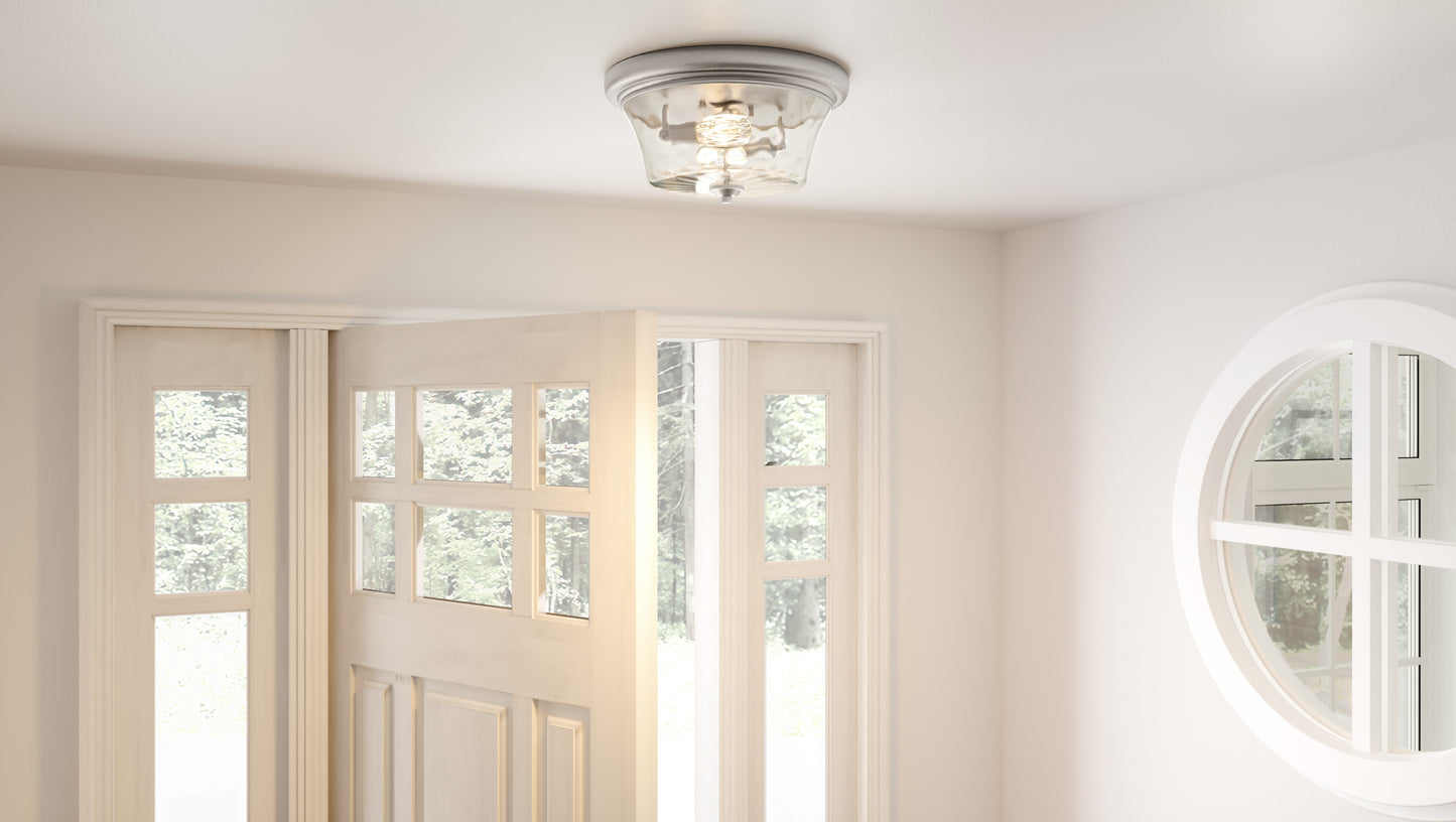 Quoizel Acacia 2 Light Flush Mount, Clear Water