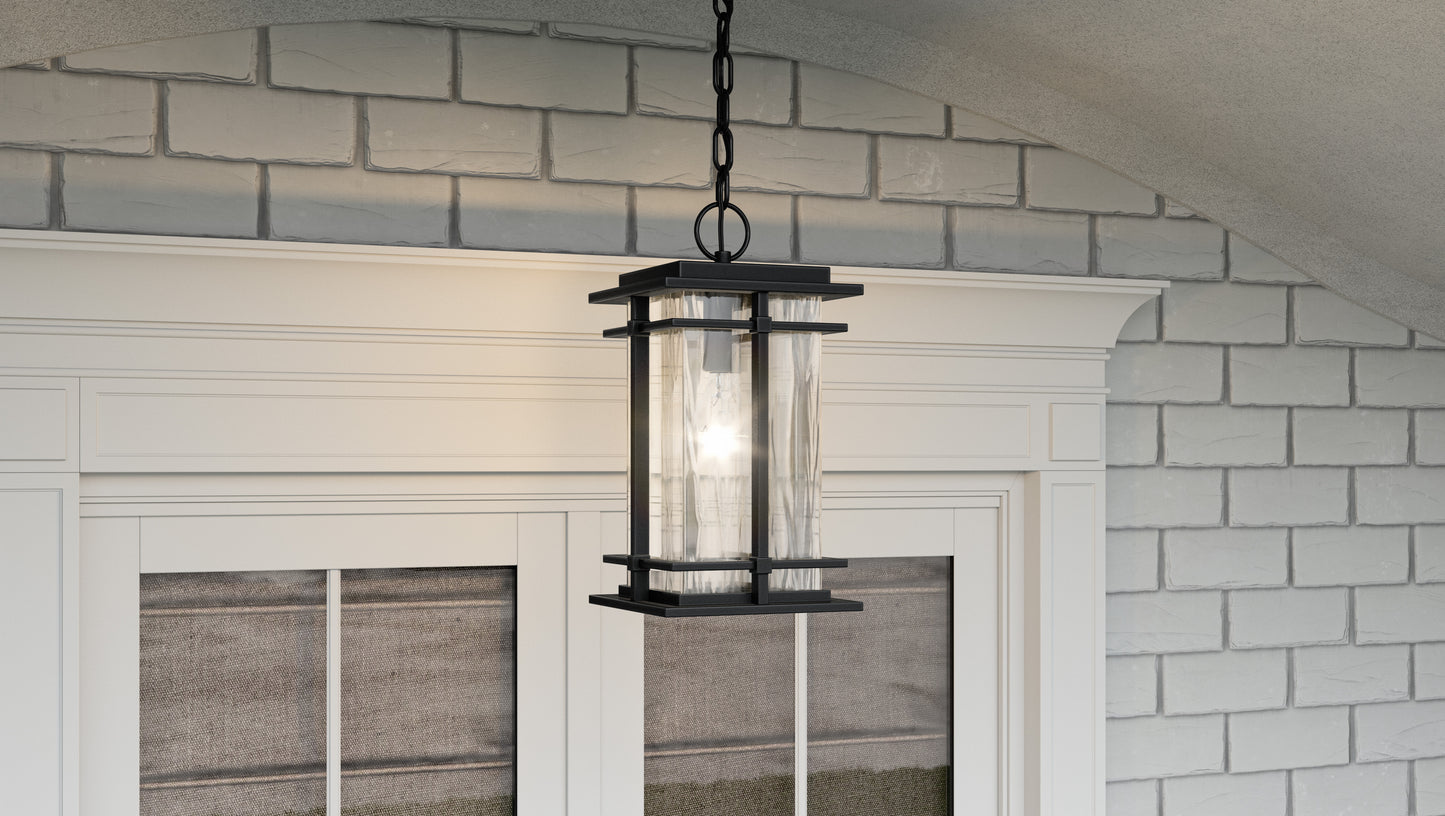 Quoizel McAlister 1 Light 15" Outdoor Lantern, Earth Black/Textured