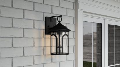 Quoizel Brampton 1 Light Outdoor Lantern, Matte Black/Clear