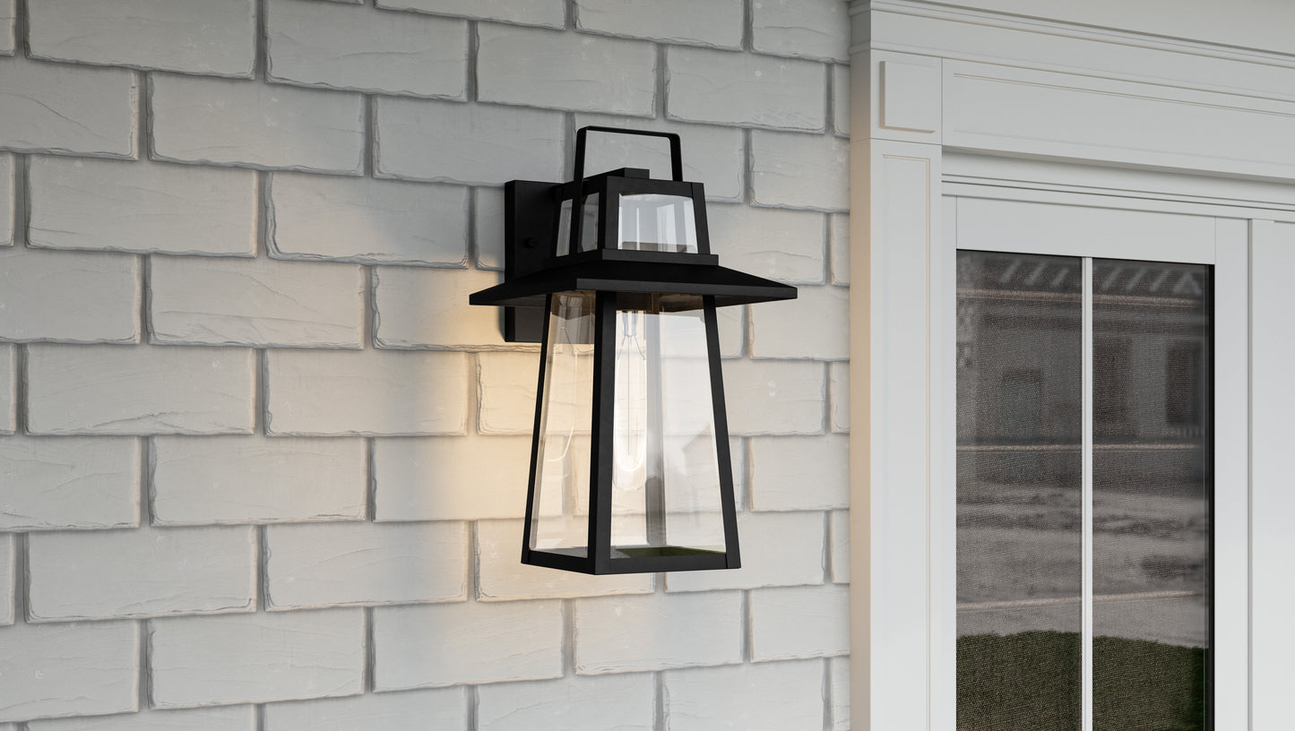 Quoizel Devonport 1 Light Outdoor Lantern, Matte Black/Beveled