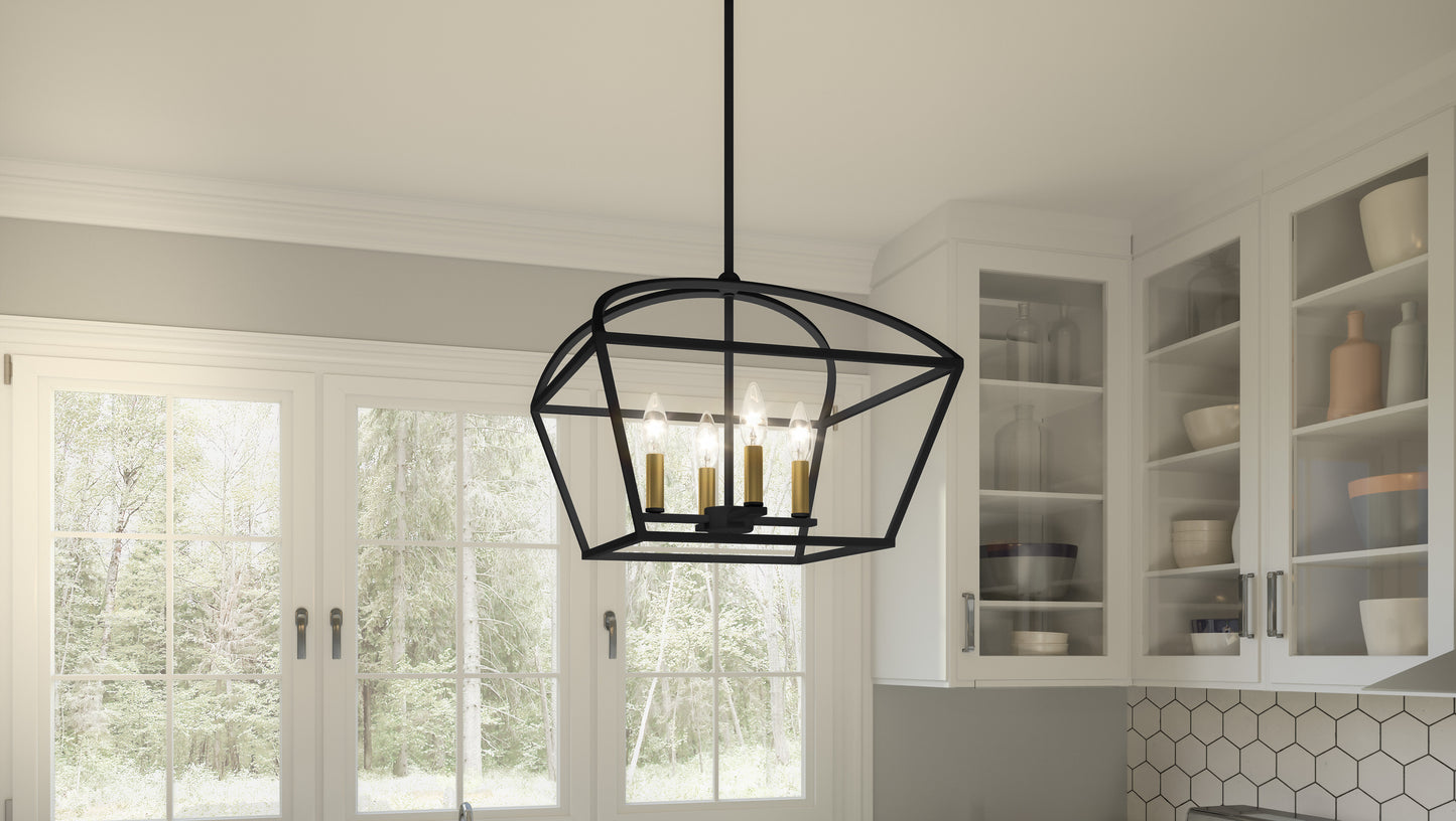 4 Light Pendant, Matte Black