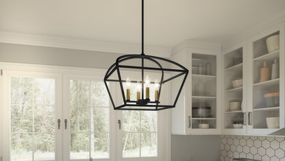 4 Light Pendant, Matte Black