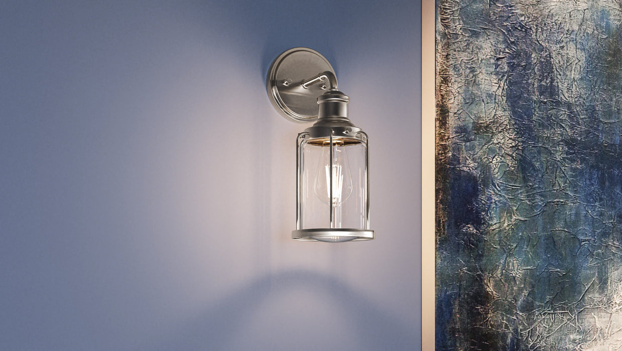 Quoizel Ludlow 1 Light Wall Sconce, Brushed Nickel/Clear