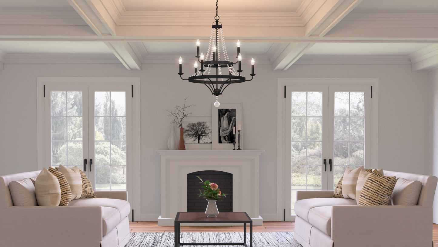 Quoizel Adelaide Chandelier, Matte Black