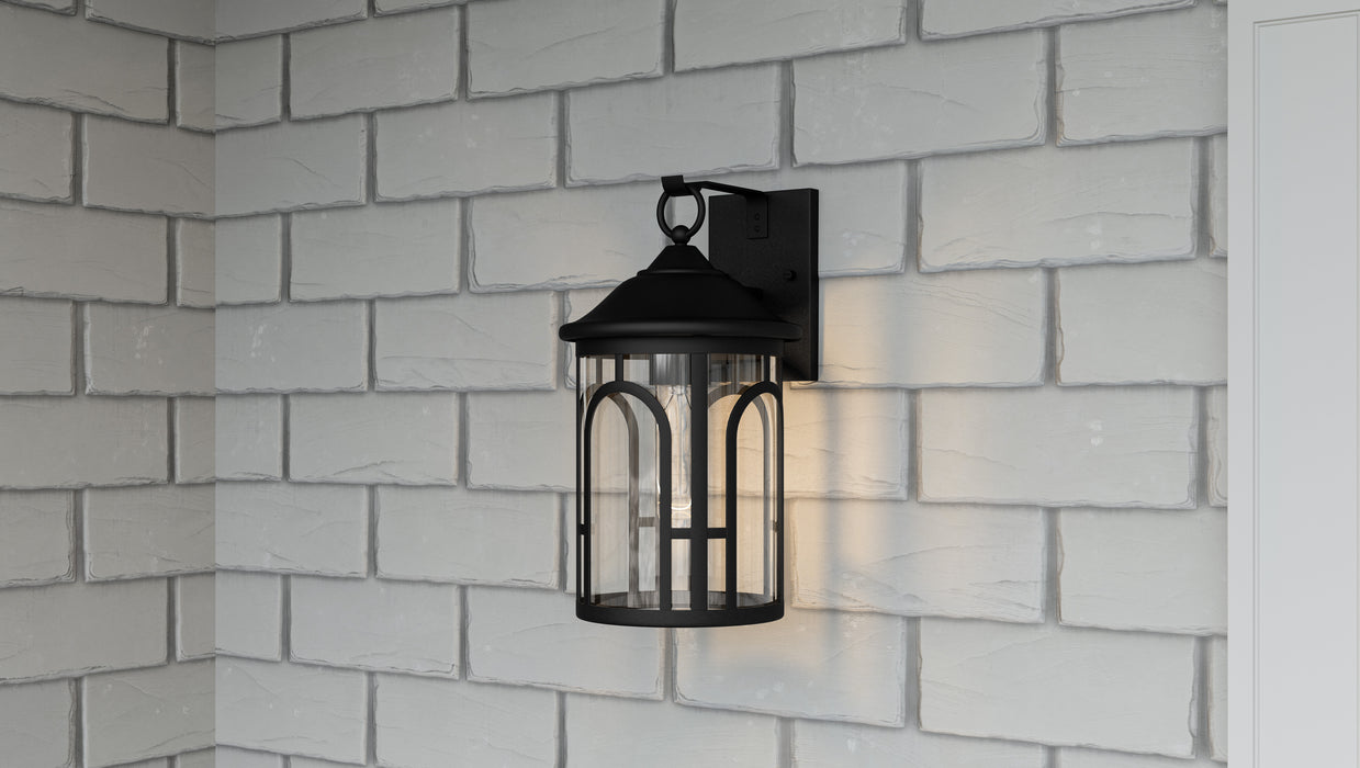Quoizel Brampton 1 Light Outdoor Lantern, Matte Black/Clear