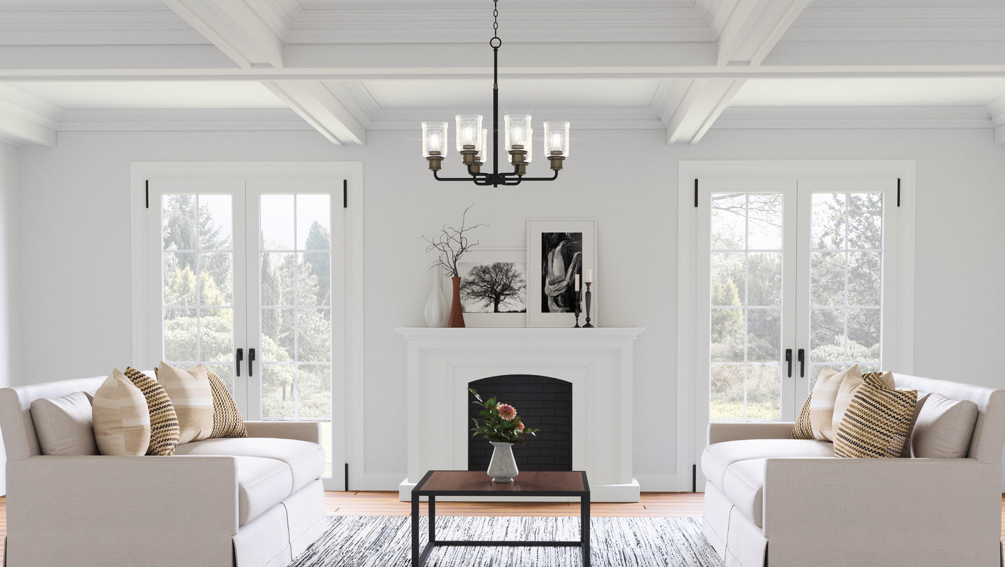 Quoizel Cox  Chandelier, Matte Black/Clear