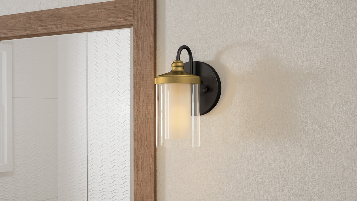 Quoizel Rowland 1 Light Wall Sconce, Matte Black/Clear