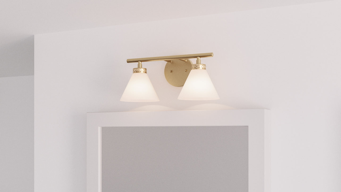 2 Light Bathroom Vanity Light Weathered Brass