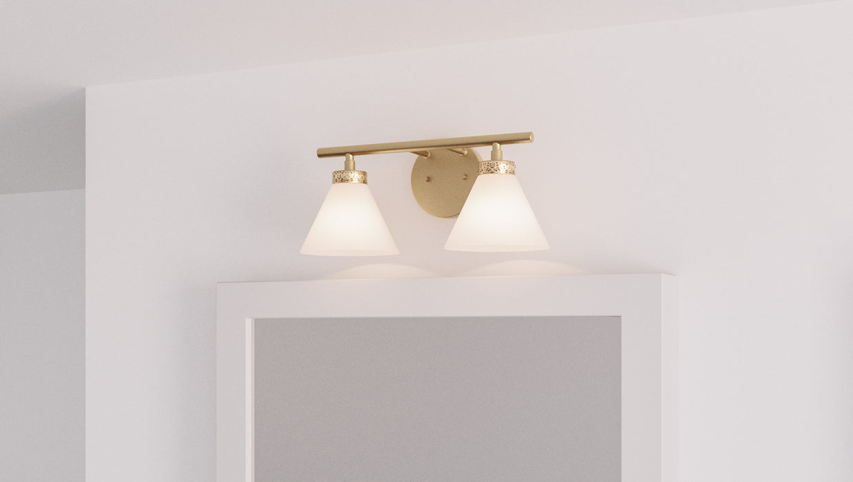 Quoizel Ira 2 Light Bath Light, Weathered Brass/Opal