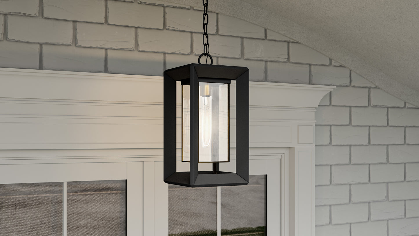 Quoizel Infinger 1 Light Outdoor Hanging Lantern, Earth Black