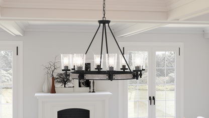 Quoizel Alpine  Chandelier, Earth Black/Clear Seeded