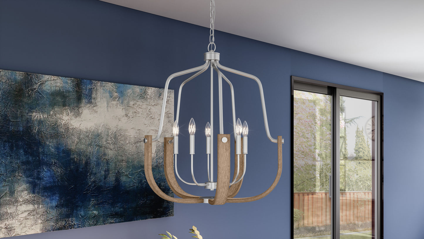 Quoizel Challis Chandelier, Antique Nickel