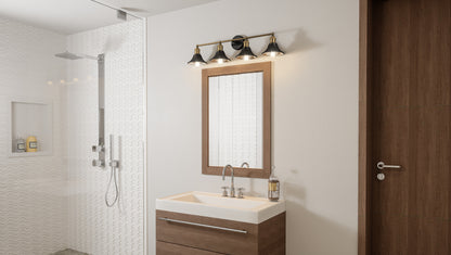 4 Light Bathroom Vanity Light, Matte Black