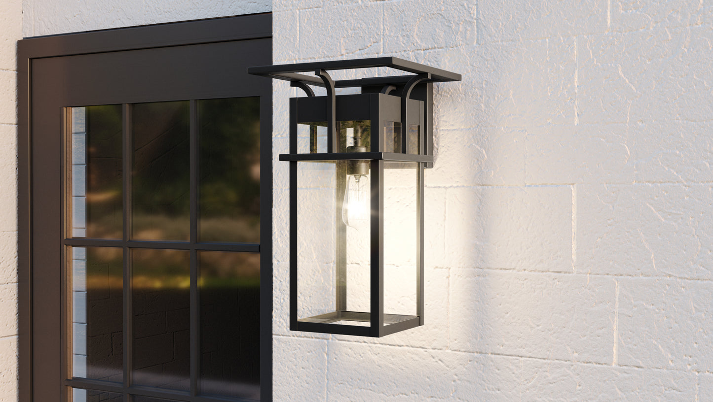 Quoizel Markley 1 Light Outdoor Lantern, Earth Black/Clear