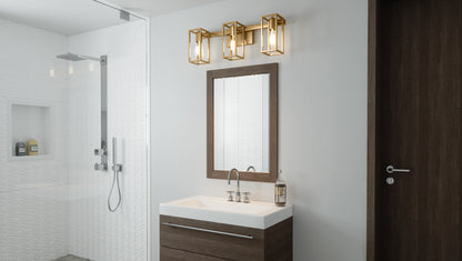 3 Light Bathroom Vanity Light Weathered Brass