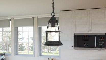 1 Light Mini Pendant, Mottled Black