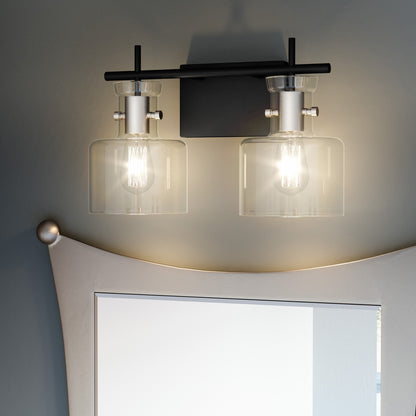 2 Light Bathroom Vanity Light, Matte Black