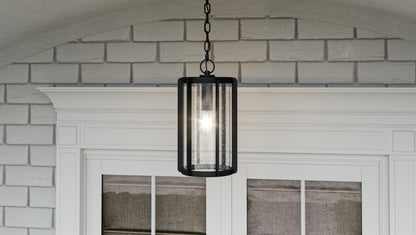 Quoizel Hazel 1 Light 17" Outdoor Lantern, Earth Black/Clear Seeded