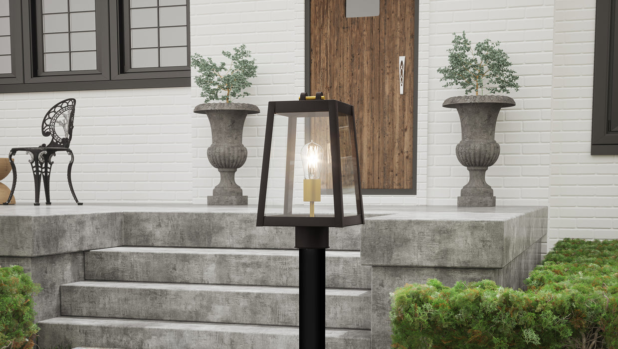 Quoizel Amberly Grove 1 Light 15" Outdoor Lantern, Bronze/Clear
