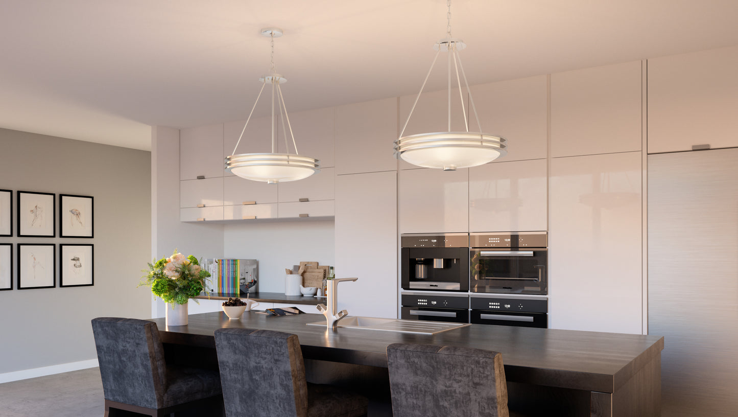 4 Light Pendant, Brushed Nickel