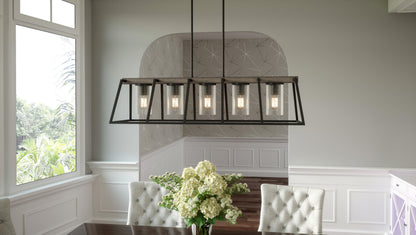 Quoizel Brockton 5 Light Island Chandelier, Grey Ash