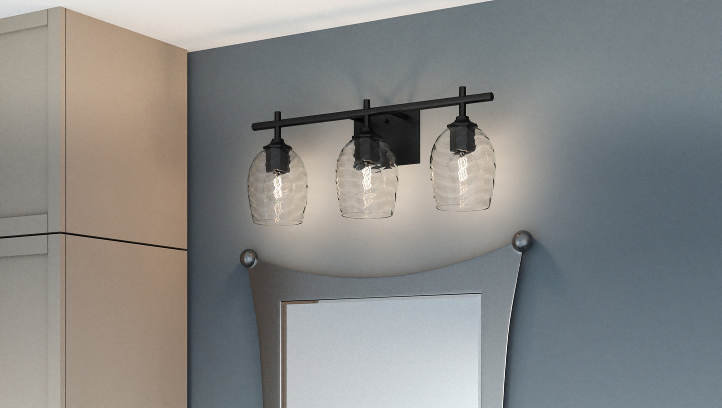 3 Light Bathroom Vanity Light, Matte Black