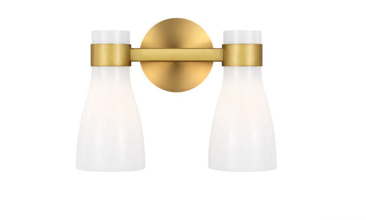 Moritz 2 Light Bathroom Vanity Light, Burnished Brass/Clear