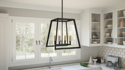 4 Light Pendant, Matte Black