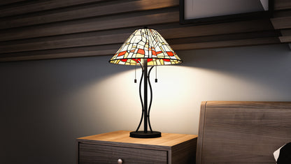 Stinson Table Lamp, Matte Black/Multicolor Art Glass