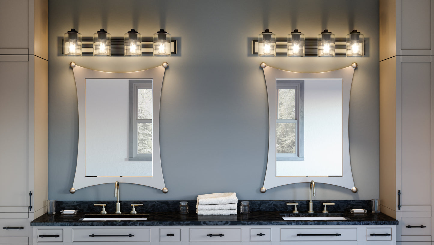 4 Light Bathroom Vanity Light, Matte Black