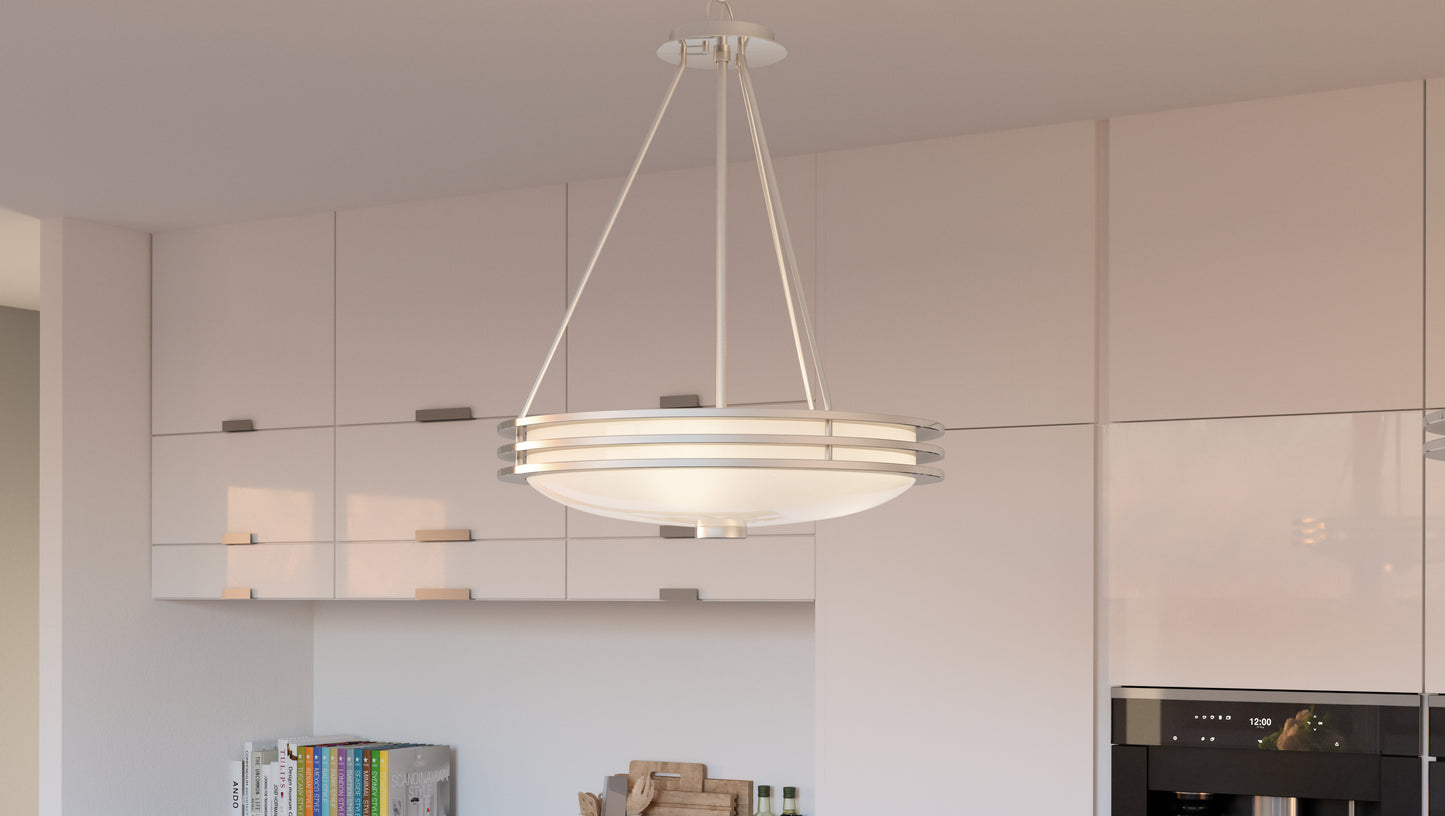 4 Light Pendant, Brushed Nickel