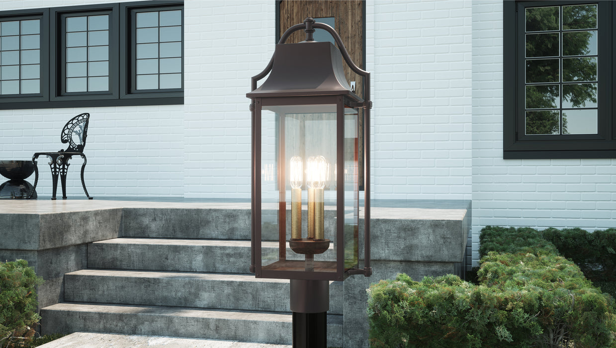 Quoizel Manning 3 Light Outdoor Post Lantern, Western Bronze