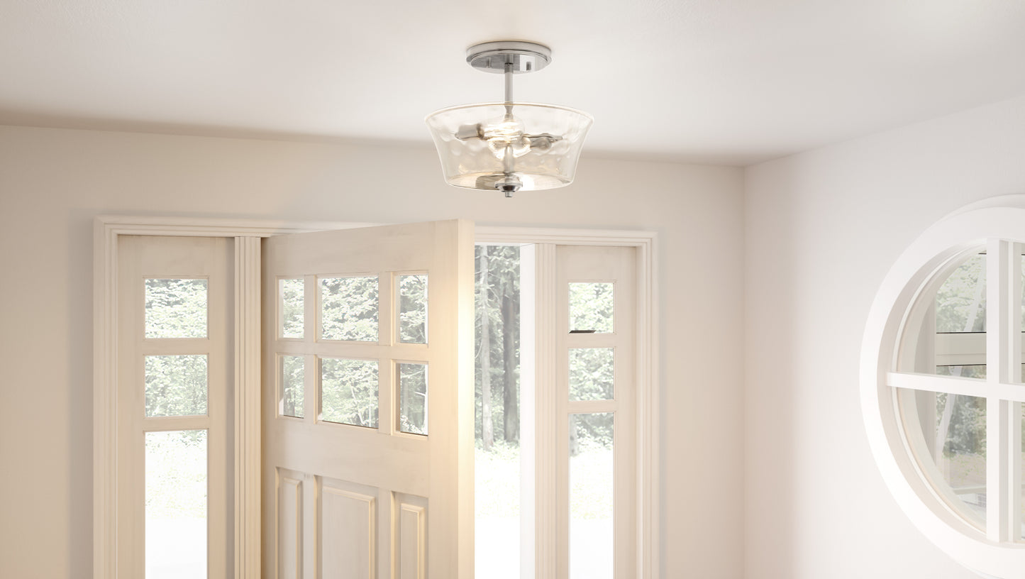 Quoizel Acacia 2 Light Semi-Flush Mount, Clear Water