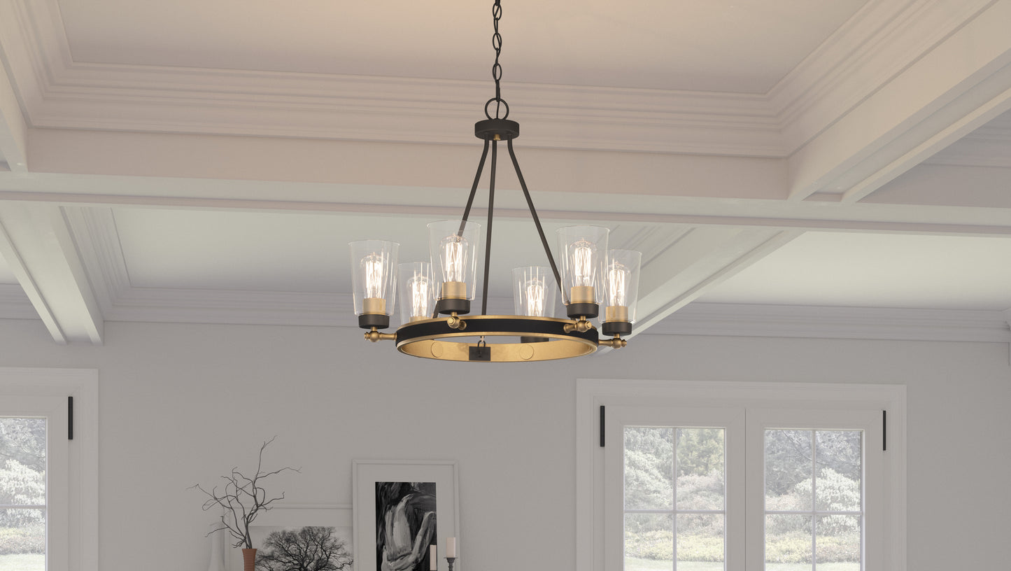 Quoizel Atwood 6 Light Chandelier, Old Bronze/Clear