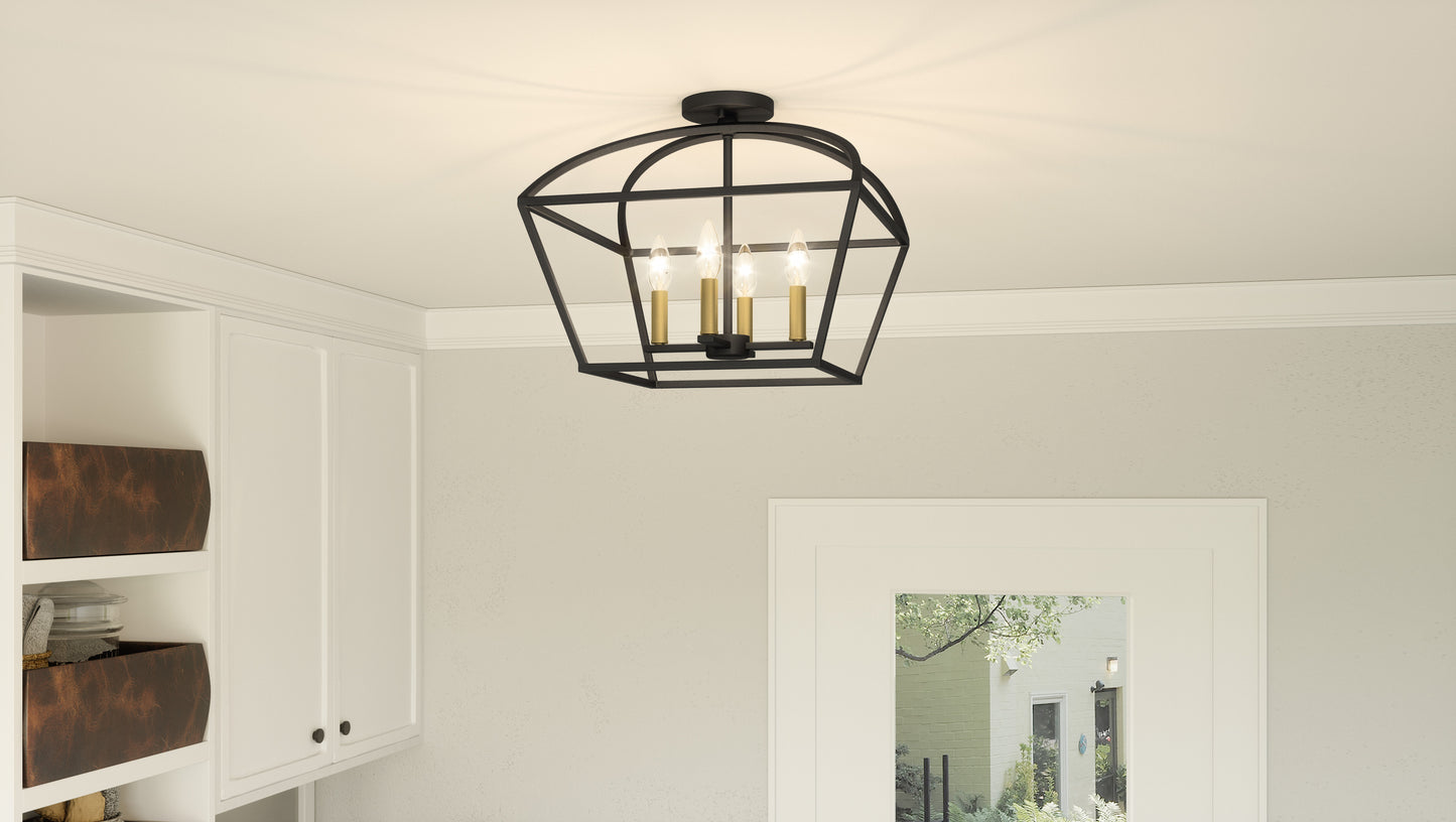 Quoizel Concho Bay 4 Light Semi-Flush Mount, Matte Black