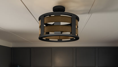 Quoizel Milton 3 Light Semi-Flush Mount, Matte Black