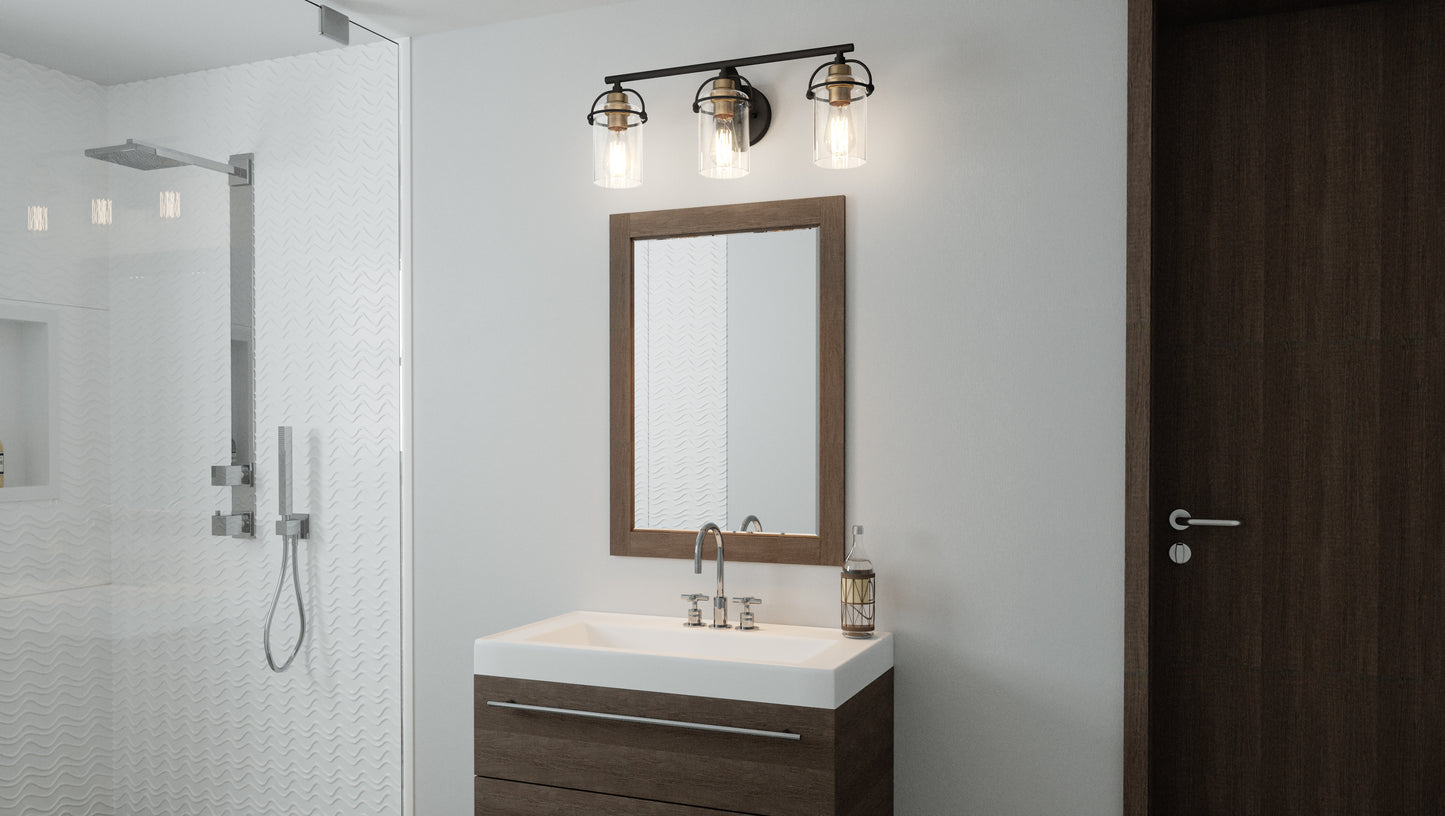 3 Light Bathroom Vanity Light, Matte Black